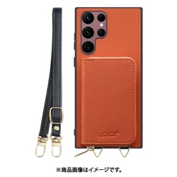 Galaxy S22 Ultra 用 小銭入れ付きスマホケース/PUレザー/ストラップ付き オレンジ WORK24MPGX-OG-GS22U