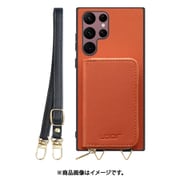 Galaxy S22 Ultra 用 小銭入れ付きスマホケース/PUレザー/ストラップ付き オレンジ WORK24MPGX-OG-GS22U