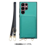 Galaxy S22 Ultra 用 小銭入れ付きスマホケース/PUレザー/ストラップ付き ターコイズ WORK24MPGX-TQ-GS22U