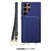 Galaxy S22 Ultra 用 小銭入れ付きスマホケース/PUレザー/ストラップ付き ネイビー WORK24MPGX-NY-GS22U