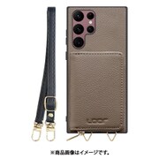 Galaxy S22 Ultra 用 小銭入れ付きスマホケース/本革/ストラップ付き グレージュ WORK25MPGX-GB-GS22U