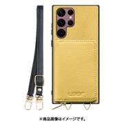 Galaxy S22 Ultra 用 小銭入れ付きスマホケース/本革/ストラップ付き ジャスミンイエロー WORK25MPGX-YL-GS22U