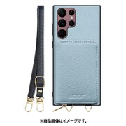 Galaxy S22 Ultra 用 小銭入れ付きスマホケース/本革/ストラップ付き スカイブルー WORK25MPGX-BU-GS22U