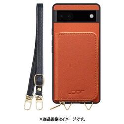 Google Pixel6a 用 小銭入れ付きスマホケース/PUレザー/ストラップ付き オレンジ WORK24MPGG-OG-GPX6A