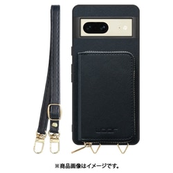 WORK24MPGG-BK-GPX7 [Google Pixel7 用 小銭入れ付きスマホケース/PUレザー/ストラップ付き ブラック]