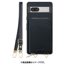 WORK24MPGG-BK-GPX7A [Google Pixel7a 用 小銭入れ付きスマホケース/PUレザー/ストラップ付き ブラック]