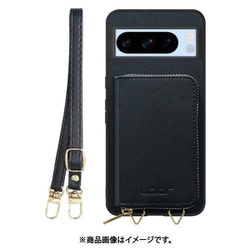 WORK24MPGG-BK-GPX8P [Google Pixel8 Pro 用 小銭入れ付きスマホケース/PUレザー/ストラップ付き ブラック]