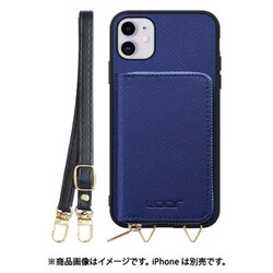 WORK24MPIP-NY-11 [iPhone 11 用 小銭入れ付きスマホケース/PUレザー/ストラップ付き ネイビー]