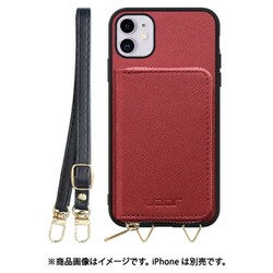 WORK24MPIP-RD-11 [iPhone 11 用 小銭入れ付きスマホケース/PUレザー/ストラップ付き レッド]