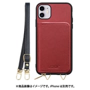 WORK24MPIP-RD-11 [iPhone 11 用 小銭入れ付きスマホケース/PUレザー/ストラップ付き レッド]