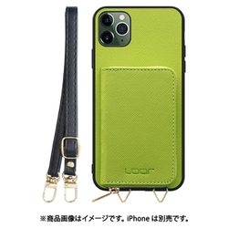 WORK24MPIP-LG-11PM [iPhone 11 Pro Max 用 小銭入れ付きスマホケース/PUレザー/ストラップ付き ライムグリーン]
