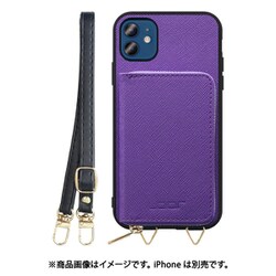 WORK24MPIP-VL-IP2061 [iPhone 12/12 Pro 用 小銭入れ付きスマホケース/PUレザー/ストラップ付き バイオレット]