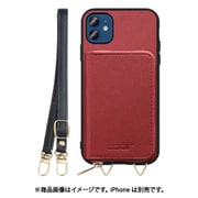 WORK24MPIP-RD-IP2061 [iPhone 12/12 Pro 用 小銭入れ付きスマホケース/PUレザー/ストラップ付き レッド]