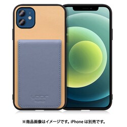 WORK56SCIP-BGBU-IP2061 [iPhone 12/12 Pro 用 折り畳み式カードポケット/本革/4枚収納 ベージュブルー]