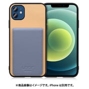 WORK56SCIP-BGBU-IP2061 [iPhone 12/12 Pro 用 折り畳み式カードポケット/本革/4枚収納 ベージュブルー]