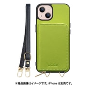 WORK24MPIP-LG-IP21TR61 [iPhone 13 用 小銭入れ付きスマホケース/PUレザー/ストラップ付き ライムグリーン]
