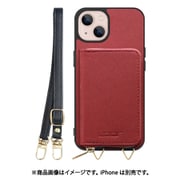 WORK24MPIP-RD-IP21TR61 [iPhone 13 用 小銭入れ付きスマホケース/PUレザー/ストラップ付き レッド]