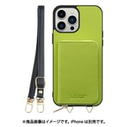 WORK24MPIP-LG-IP21TR67 [iPhone 13 Pro Max 用 小銭入れ付きスマホケース/PUレザー/ストラップ付き ライムグリーン]