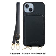 WORK24MPIP-BK-IP14 [iPhone 14 用 小銭入れ付きスマホケース/PUレザー/ストラップ付き ブラック]