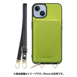 WORK24MPIP-LG-IP14 [iPhone 14 用 小銭入れ付きスマホケース/PUレザー/ストラップ付き ライムグリーン]