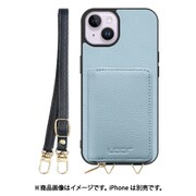 WORK25MPIP-BU-IP14PS [iPhone 14 Plus 用 小銭入れ付きスマホケース/本革/ストラップ付き スカイブルー]