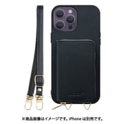 WORK24MPIP-BK-IP14PM [iPhone 14 Pro Max 用 小銭入れ付きスマホケース/PUレザー/ストラップ付き ブラック]