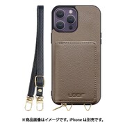 WORK25MPIP-GB-IP14PM [iPhone 14 Pro Max 用 小銭入れ付きスマホケース/本革/ストラップ付き グレージュ]