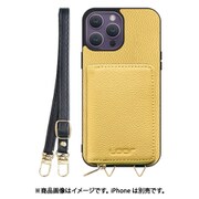 WORK25MPIP-YL-IP14PM [iPhone 14 Pro Max 用 小銭入れ付きスマホケース/本革/ストラップ付き ジャスミンイエロー]