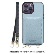 WORK25MPIP-BU-IP14PM [iPhone 14 Pro Max 用 小銭入れ付きスマホケース/本革/ストラップ付き スカイブルー]