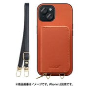 WORK24MPIP-OG-IP15 [iPhone 15 用 小銭入れ付きスマホケース/PUレザー/ストラップ付き オレンジ]