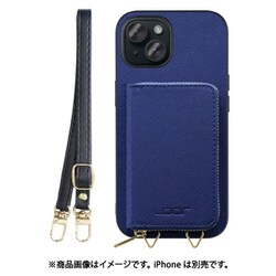 WORK24MPIP-NY-IP15 [iPhone 15 用 小銭入れ付きスマホケース/PUレザー/ストラップ付き ネイビー]