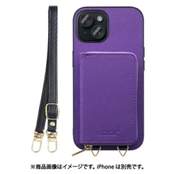 WORK24MPIP-VL-IP15 [iPhone 15 用 小銭入れ付きスマホケース/PUレザー/ストラップ付き バイオレット]