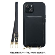 WORK24MPIP-BK-IP15 [iPhone 15 用 小銭入れ付きスマホケース/PUレザー/ストラップ付き ブラック]