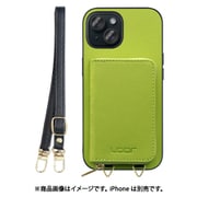 WORK24MPIP-LG-IP15 [iPhone 15 用 小銭入れ付きスマホケース/PUレザー/ストラップ付き ライムグリーン]
