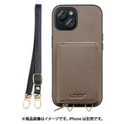 WORK25MPIP-GB-IP15 [iPhone 15 用 小銭入れ付きスマホケース/本革/ストラップ付き グレージュ]