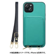 WORK24MPIP-TQ-IP15PS [iPhone 15 Plus 用 小銭入れ付きスマホケース/PUレザー/ストラップ付き ターコイズ]