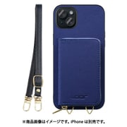WORK24MPIP-NY-IP15PS [iPhone 15 Plus 用 小銭入れ付きスマホケース/PUレザー/ストラップ付き ネイビー]
