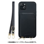 WORK24MPIP-BK-IP15PS [iPhone 15 Plus 用 小銭入れ付きスマホケース/PUレザー/ストラップ付き ブラック]
