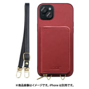 WORK24MPIP-RD-IP15PS [iPhone 15 Plus 用 小銭入れ付きスマホケース/PUレザー/ストラップ付き レッド]