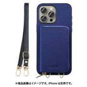 WORK24MPIP-NY-IP15PM [iPhone 15 Pro Max 用 小銭入れ付きスマホケース/PUレザー/ストラップ付き ネイビー]