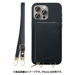 WORK24MPIP-BK-IP15PM [iPhone 15 Pro Max 用 小銭入れ付きスマホケース/PUレザー/ストラップ付き ブラック]