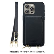WORK24MPIP-BK-IP15PM [iPhone 15 Pro Max 用 小銭入れ付きスマホケース/PUレザー/ストラップ付き ブラック]