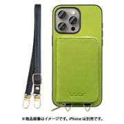 WORK24MPIP-LG-IP15PM [iPhone 15 Pro Max 用 小銭入れ付きスマホケース/PUレザー/ストラップ付き ライムグリーン]