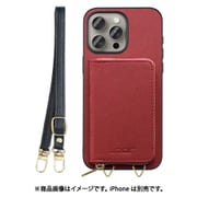 WORK24MPIP-RD-IP15PM [iPhone 15 Pro Max 用 小銭入れ付きスマホケース/PUレザー/ストラップ付き レッド]
