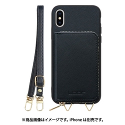 WORK24MPIP-BK-X [iPhone X/XS 用 小銭入れ付きスマホケース/PUレザー/ストラップ付き ブラック]