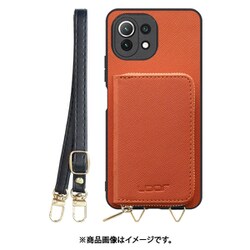 WORK24MPXMI-OG-XM11L5G [Mi 11 Lite 5G 用 小銭入れ付きスマホケース/PUレザー/ストラップ付き オレンジ]