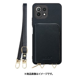 WORK24MPXMI-BK-XM11L5G [Mi 11 Lite 5G 用 小銭入れ付きスマホケース/PUレザー/ストラップ付き ブラック]