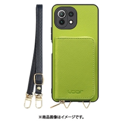 WORK24MPXMI-LG-XM11L5G [Mi 11 Lite 5G 用 小銭入れ付きスマホケース/PUレザー/ストラップ付き ライムグリーン]