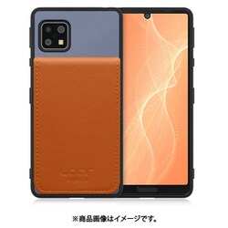 WORK56SCAO-BUCM-ASE4 [AQUOS sense 5G/4/basic/Lite 用 折り畳み式カードポケット/本革/4枚収納 ブルーキャメル]