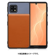WORK56SCAO-BUCM-ASE4 [AQUOS sense 5G/4/basic/Lite 用 折り畳み式カードポケット/本革/4枚収納 ブルーキャメル]